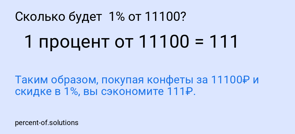 Сколько будет 1% от 11100?