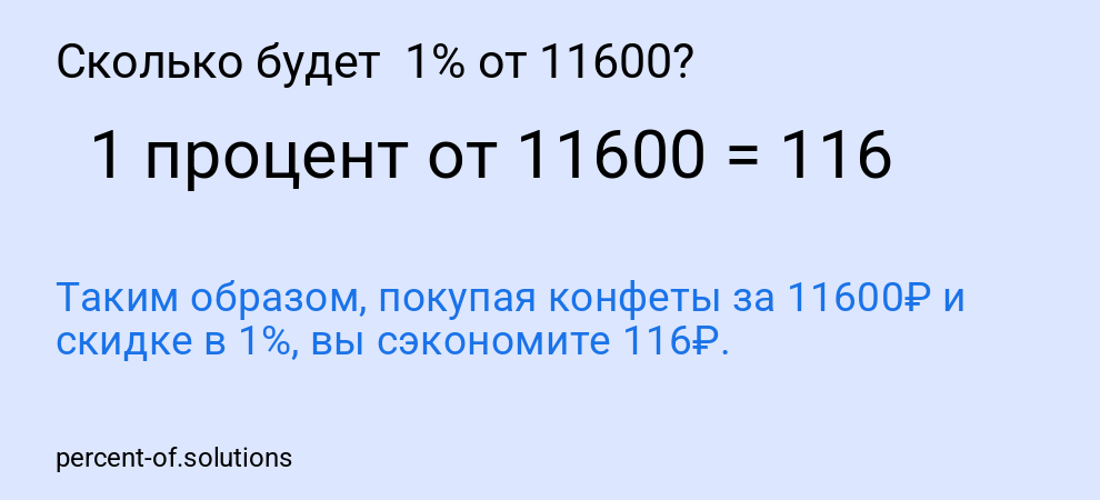 Сколько будет 1% от 11600?