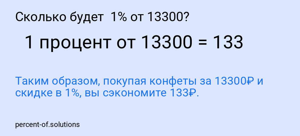 Сколько будет 1% от 13300?