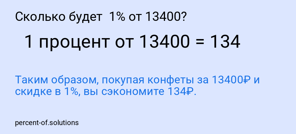 Сколько будет 1% от 13400?