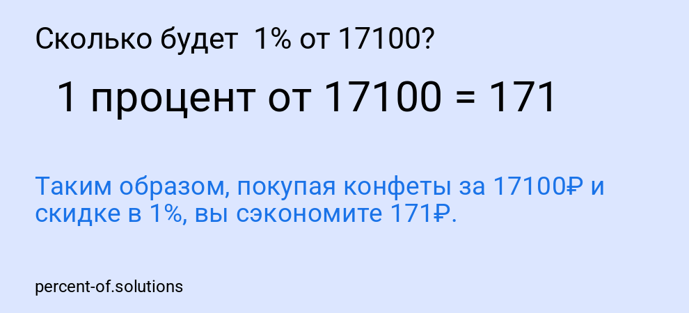 Сколько будет 1% от 17100?