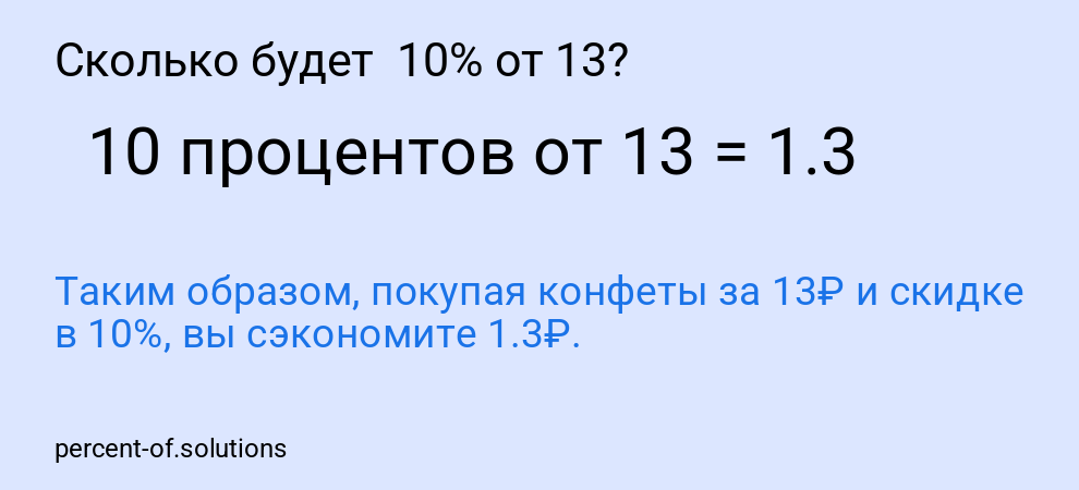 Сколько будет  10% от 13?