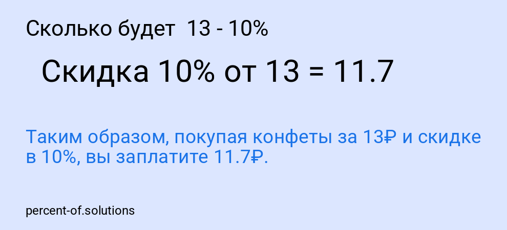 Сколько будет  13 - 10%