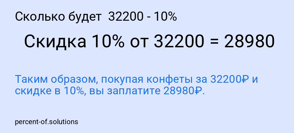 Сколько будет  32200 - 10%