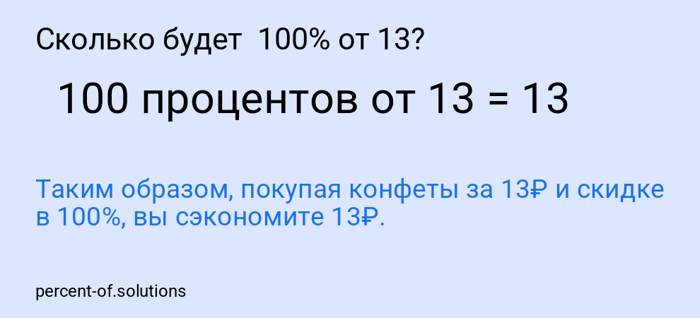 Сколько будет  100% от 13?