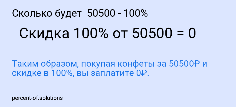Сколько будет 50500 - 100%