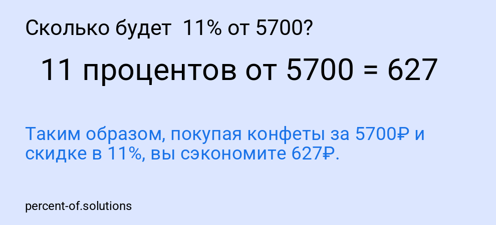 Сколько будет 11% от 5700?