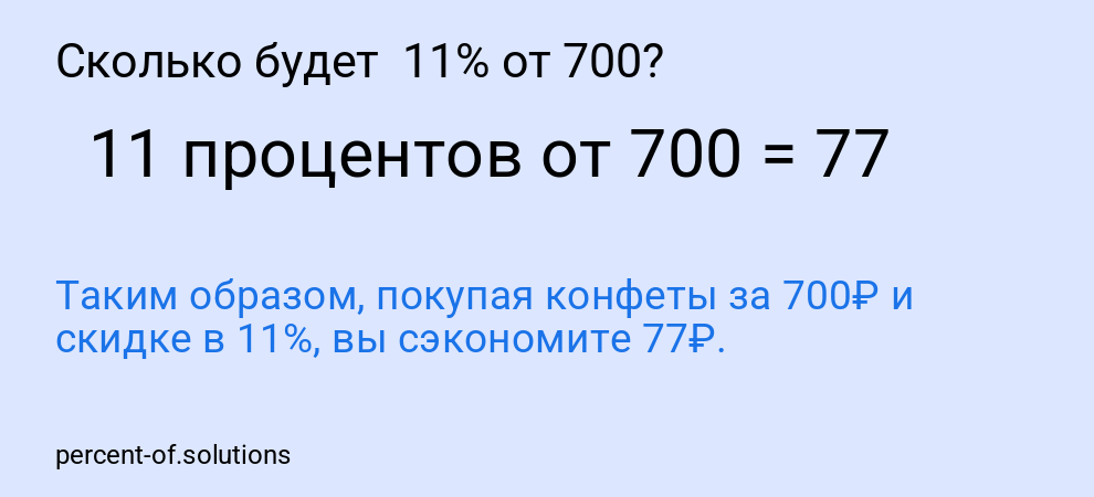 Сколько будет 11% от 700?