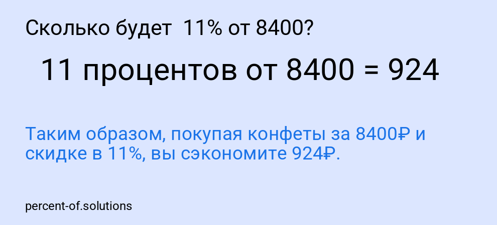 Сколько будет 11% от 8400?