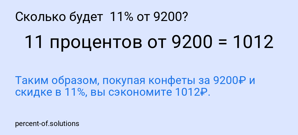 Сколько будет 11% от 9200?