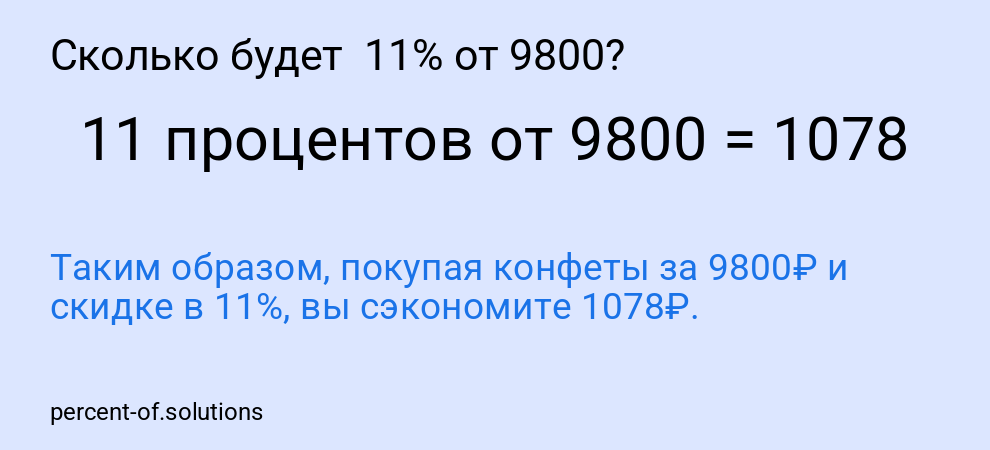 Сколько будет  11% от 9800?