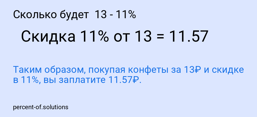 Сколько будет  13 - 11%