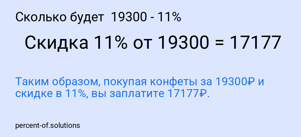 Сколько будет 19300 - 11%