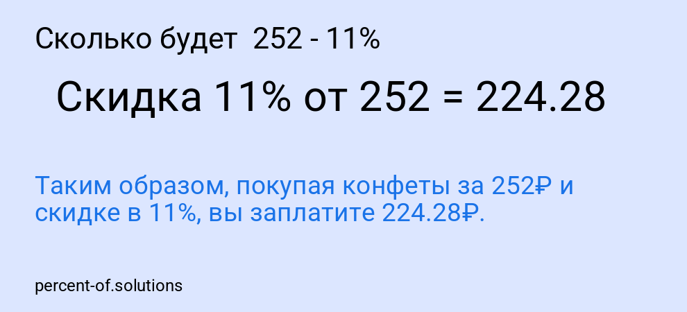 Сколько будет  252 - 11%
