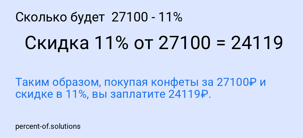 Сколько будет 27100 - 11%