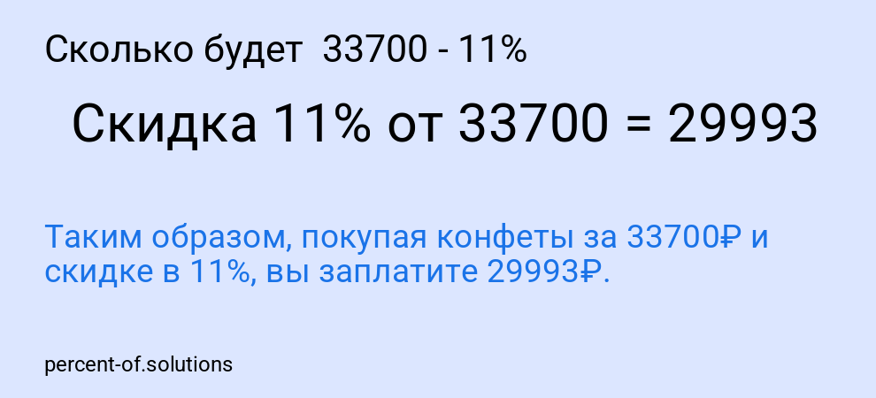 Сколько будет 33700 - 11%