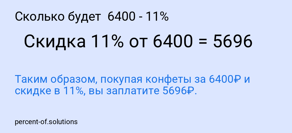 Сколько будет  6400 - 11%
