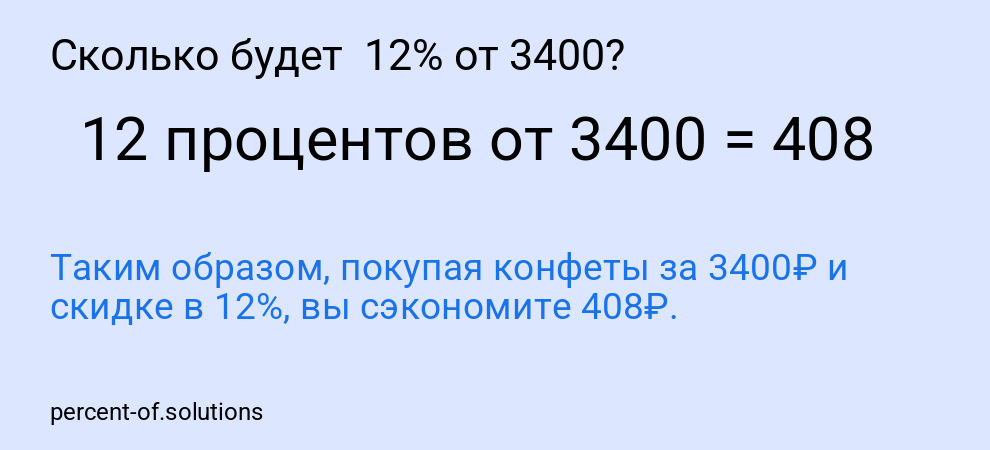 Сколько будет 12% от 3400?