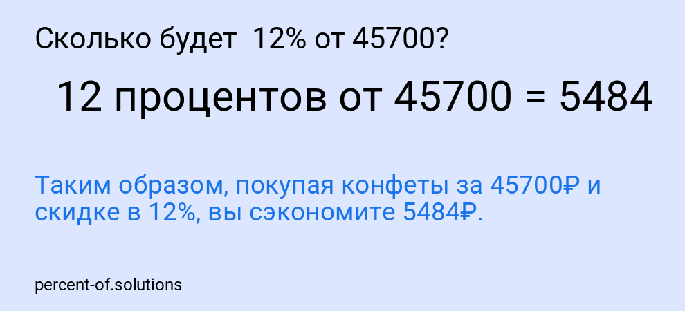 Сколько будет 12% от 45700?