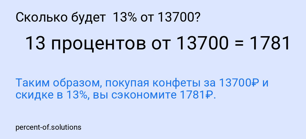 Сколько будет  13% от 13700?