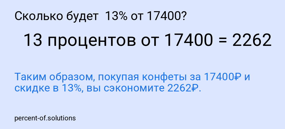 Сколько будет  13% от 17400?