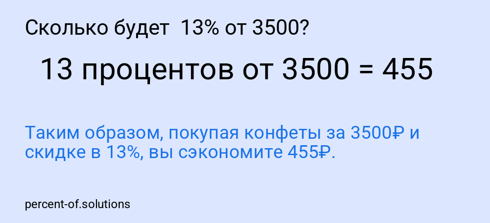 Сколько будет 13% от 3500?