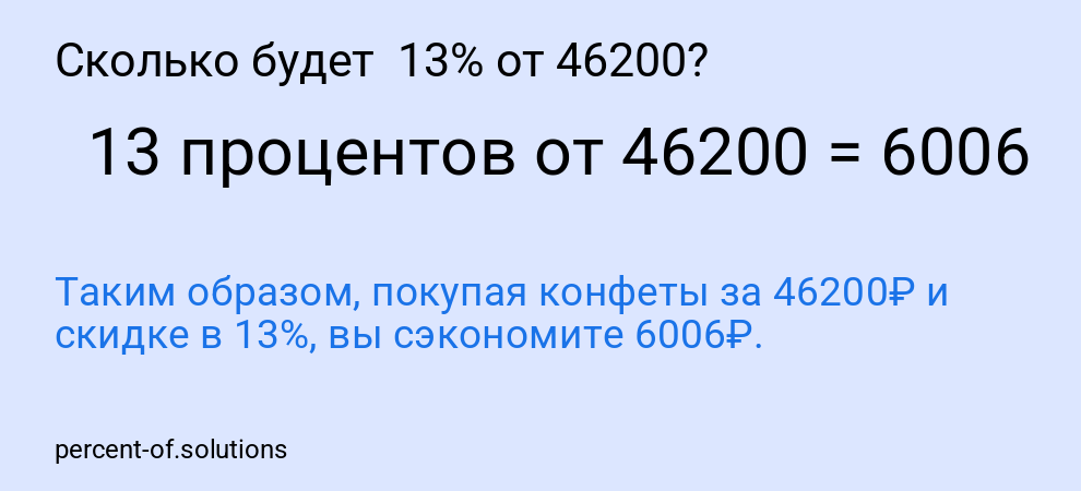 Сколько будет  13% от 46200?