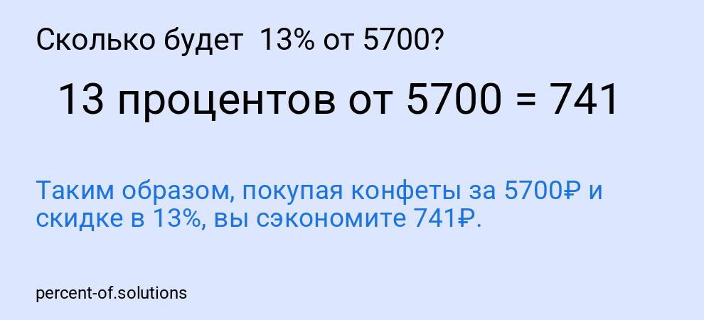 Сколько будет  13% от 5700?