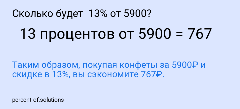 Сколько будет  13% от 5900?