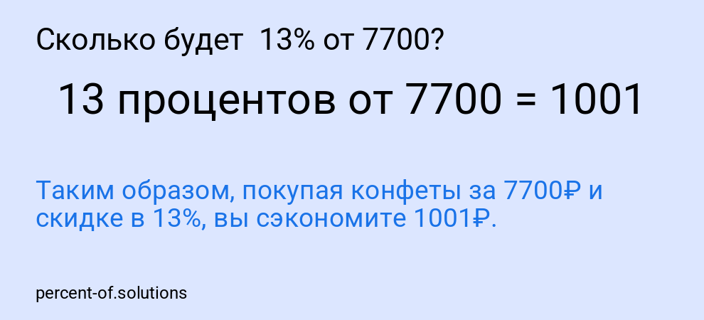 Сколько будет  13% от 7700?