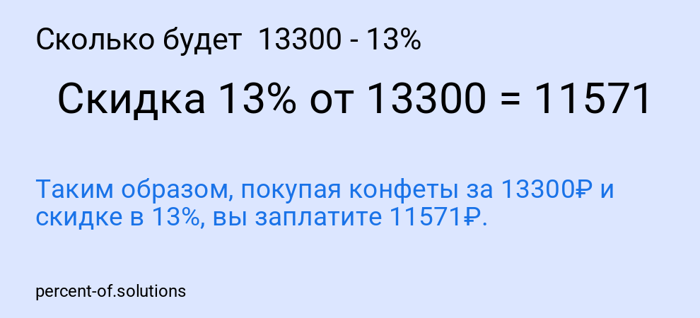 Сколько будет  13300 - 13%