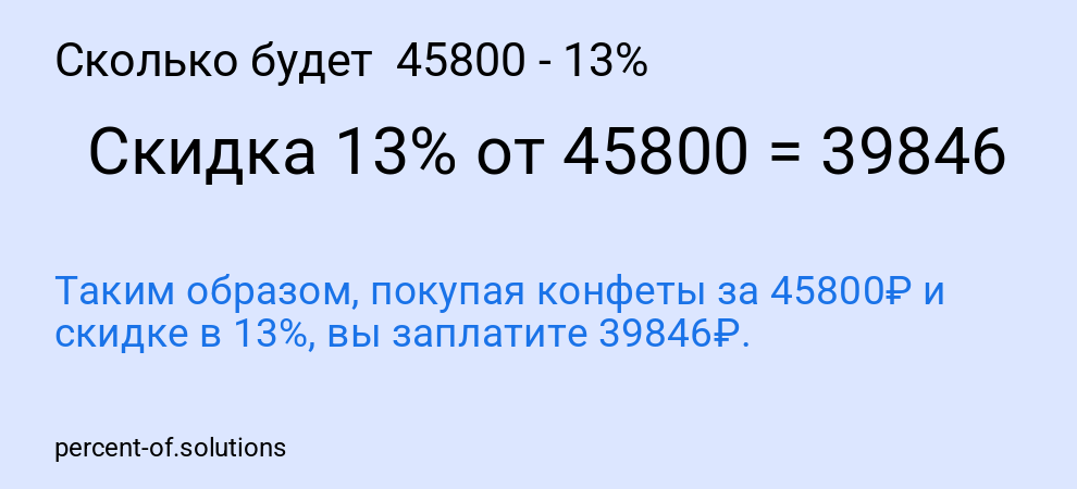 Сколько будет  45800 - 13%