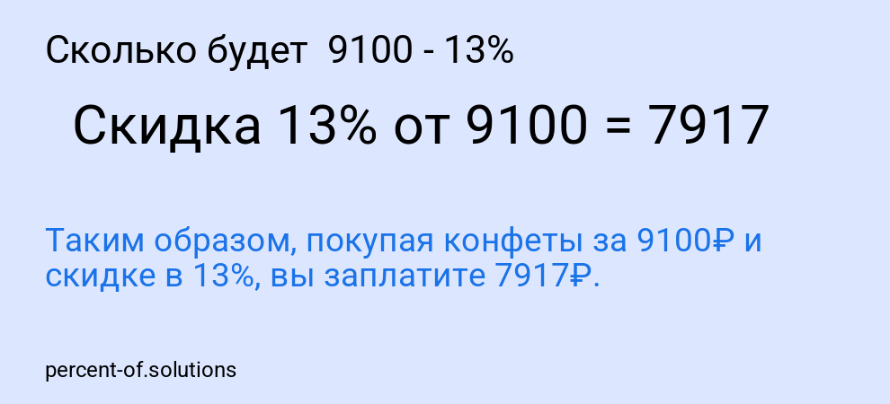 Сколько будет  9100 - 13%