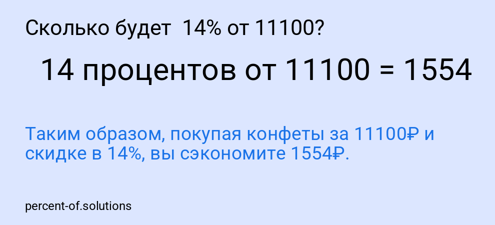 Сколько будет 14% от 11100?