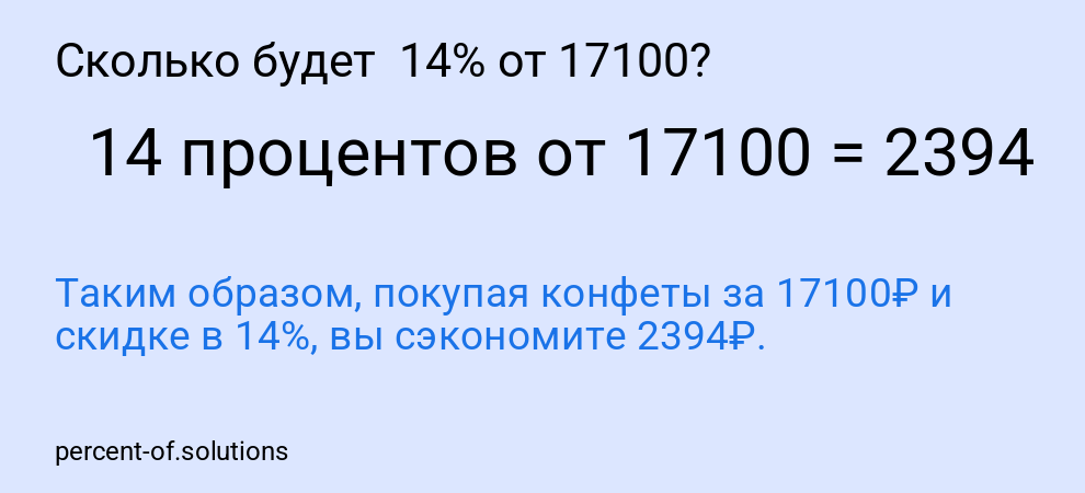 Сколько будет  14% от 17100?