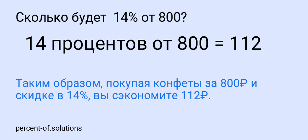 Сколько будет  14% от 800?