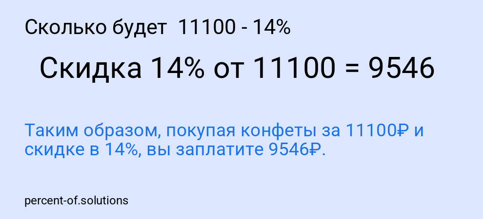 Сколько будет 11100 - 14%