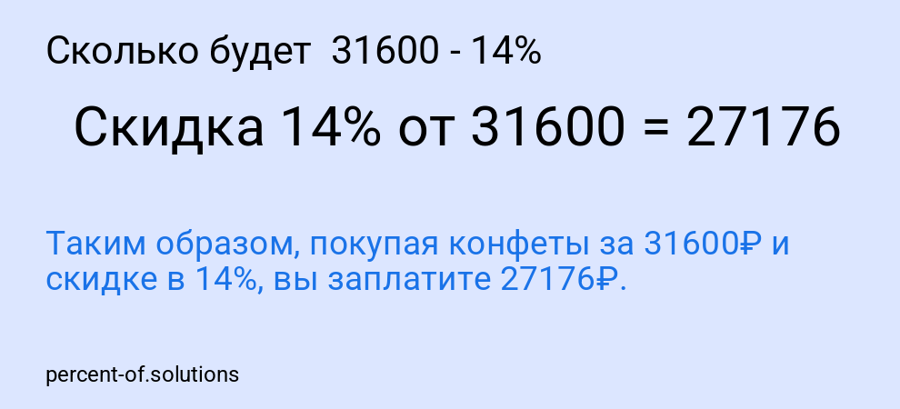 Сколько будет  31600 - 14%