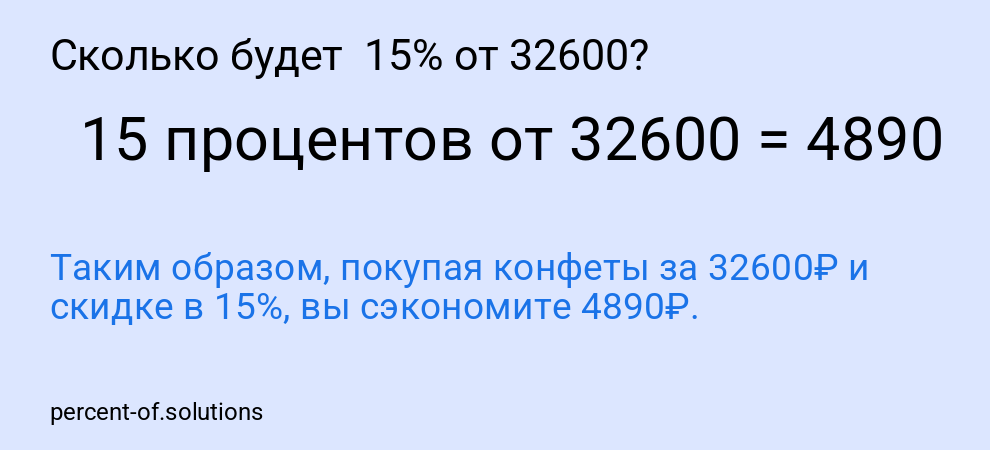 Сколько будет  15% от 32600?