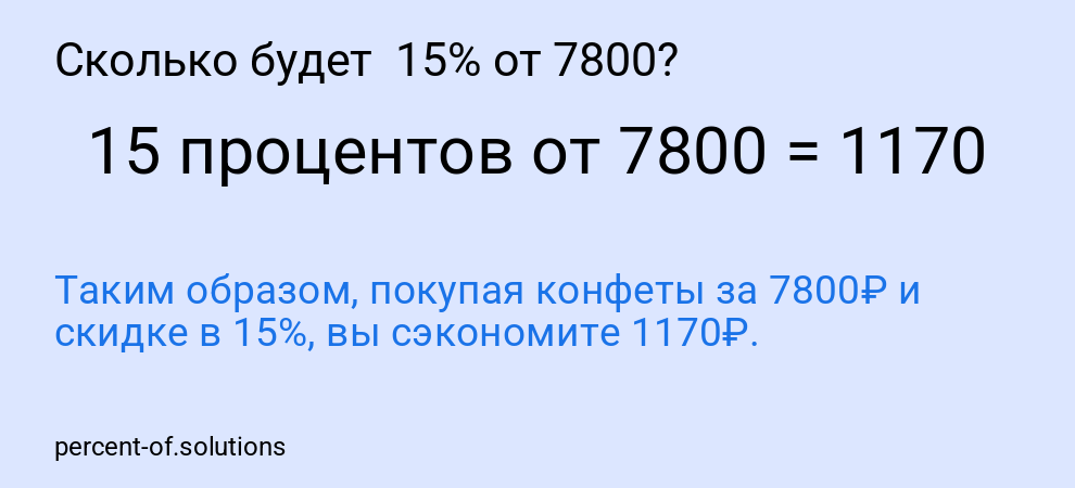 Сколько будет  15% от 7800?
