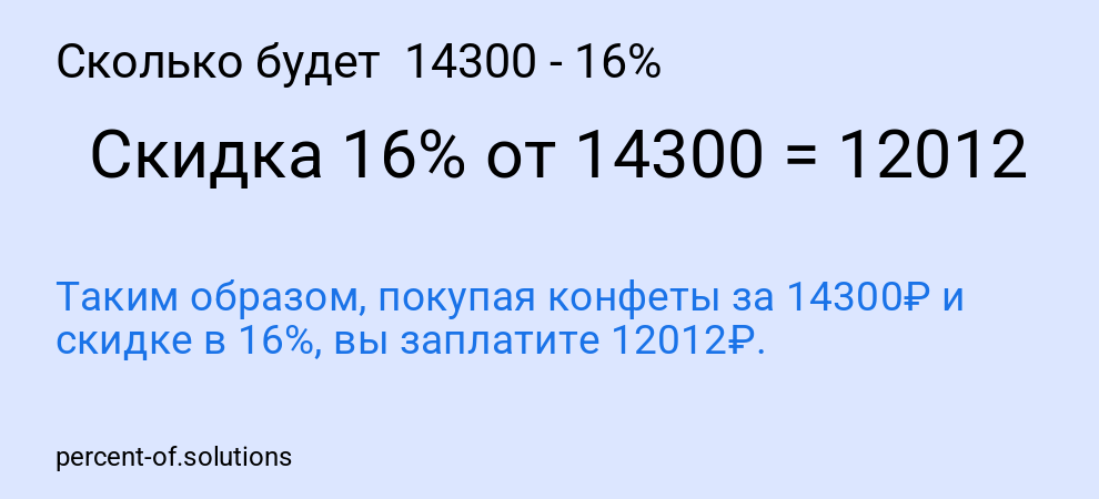 Сколько будет  14300 - 16%