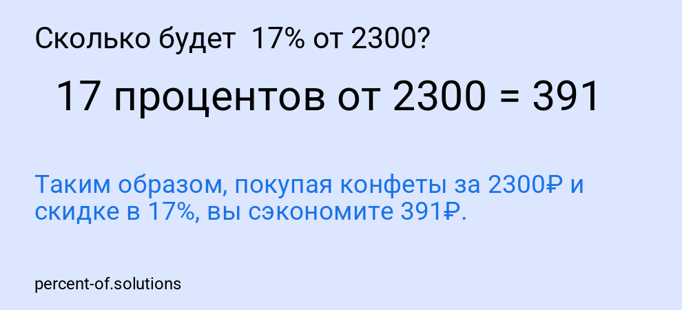 Сколько будет  17% от 2300?