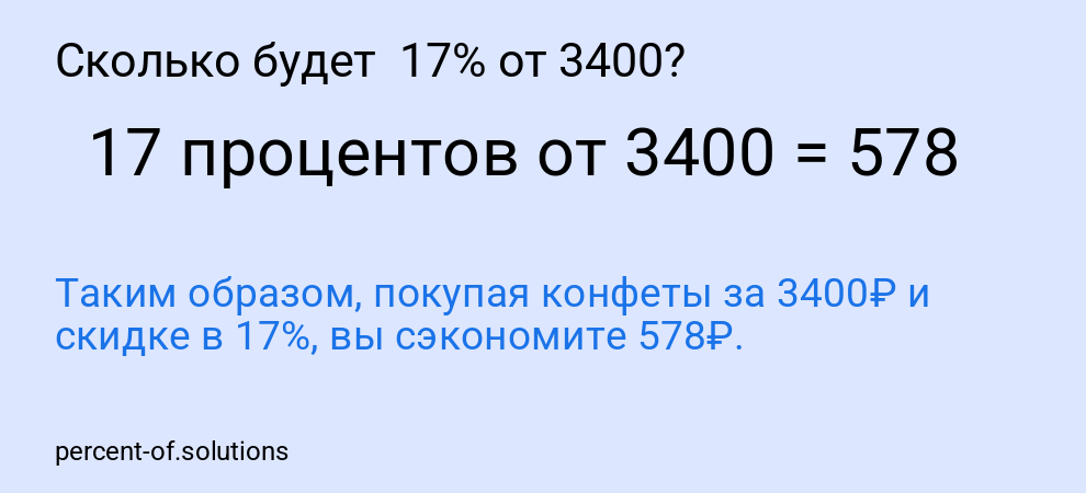 Сколько будет  17% от 3400?