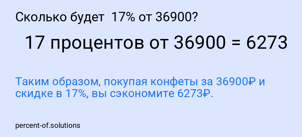 Сколько будет 17% от 36900?