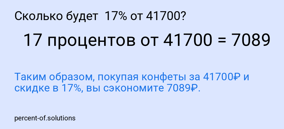 Сколько будет  17% от 41700?