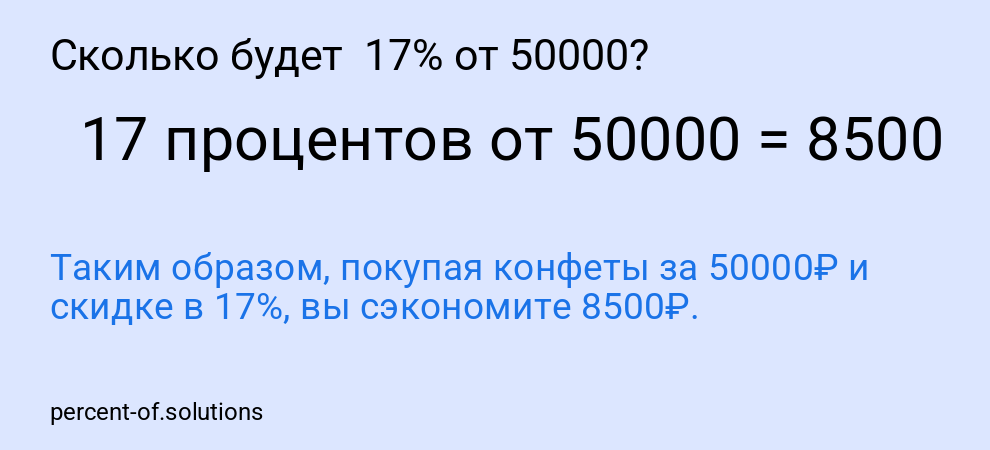Сколько будет  17% от 50000?