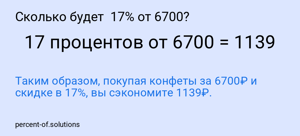 Сколько будет  17% от 6700?
