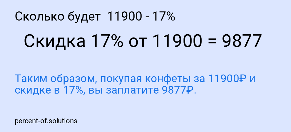 Сколько будет 11900 - 17%