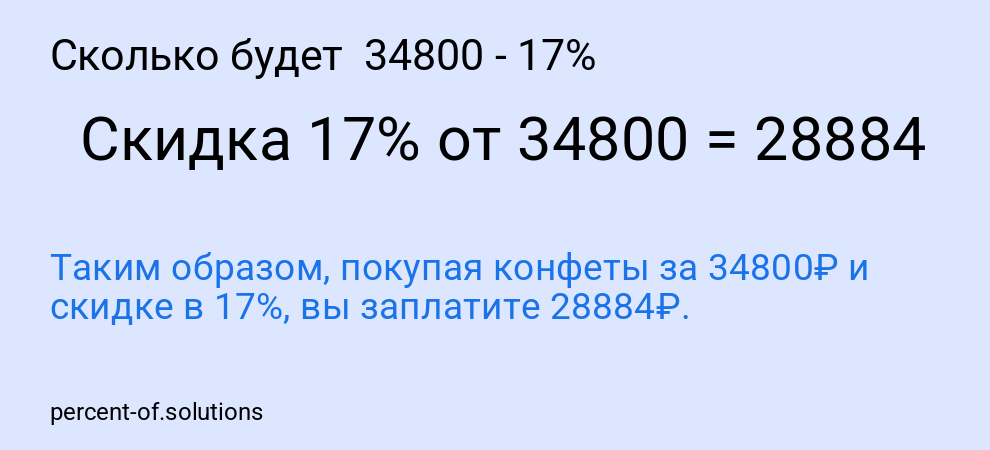 Сколько будет 34800 - 17%
