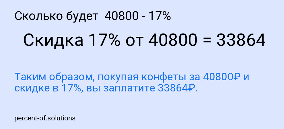 Сколько будет  40800 - 17%